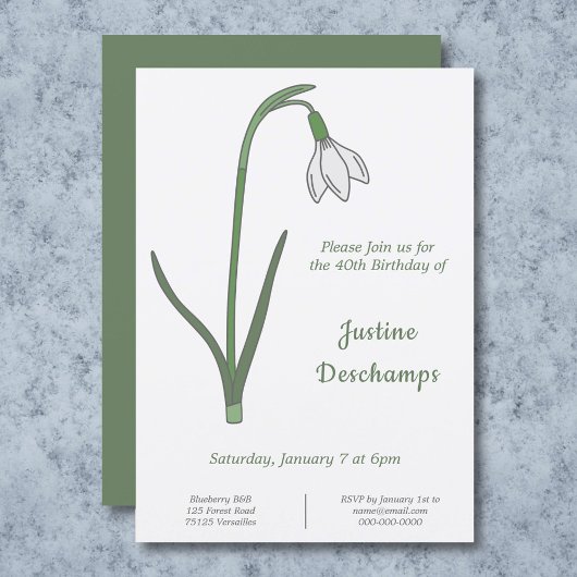 Botanische Snowdrop Verjaardag uitnodiging