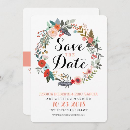 Botanische spiegel Sla de datum op Save The Date (Voorkant / Achterkant)