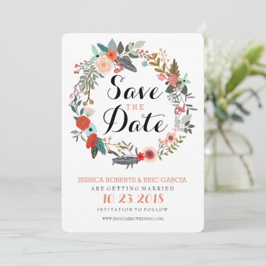 Botanische spiegel Sla de datum op Save The Date (Staand voorkant)