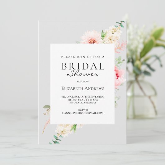 Botanische Spring Bridal Shower Invitation Kaart (Staand voorkant)