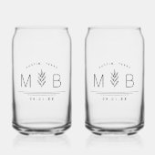 Botanische stam Bruiloft Monogram Blikvorm Glas (Voorkant)