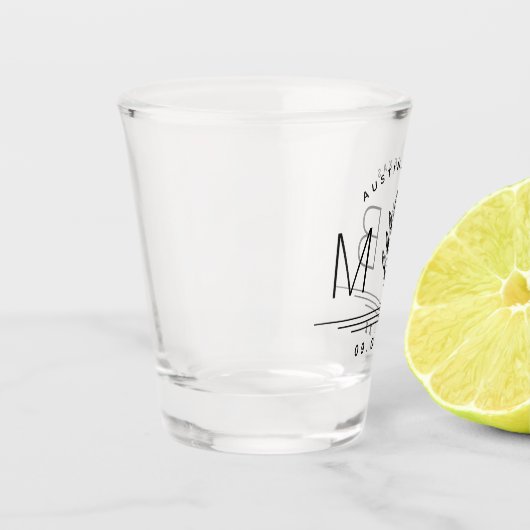 Botanische stam Bruiloft Monogram Shot Glas (Links)