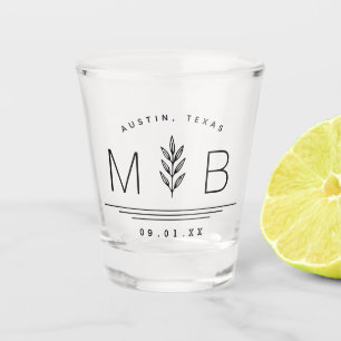 Botanische stam Bruiloft Monogram Shot Glas
