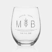 Botanische stam Bruiloft Monogram Wijnglas Zonder Voet (Voorkant)