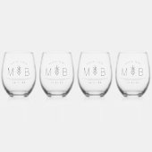 Botanische stam Bruiloft Monogram Wijnglas Zonder Voet (Voorkant)