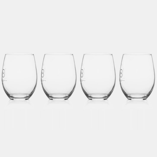 Botanische stam Bruiloft Monogram Wijnglas Zonder Voet (Links)