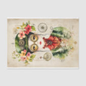 Botanische Steampunk Aziatische Vrouw BJ1 Decoupag Tissuepapier (Voorkant)