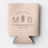 Botanische Stem Weddenschap Monogram | Blush Blikjeskoeler (Voorkant)