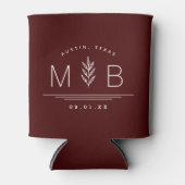 Botanische Stem Weddenschap Monogram | Bourgogne Blikjeskoeler (Voorkant)