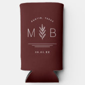 Botanische Stem Weddenschap Monogram | Bourgogne Seltzer Blikjeskoeler (Voorkant)