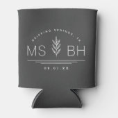 Botanische Stem Weddenschap Monogram | Koolstof Blikjeskoeler (Voorkant)