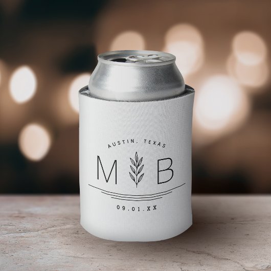 Botanische Stem Weddenschap Monogram | wit Blikjeskoeler
