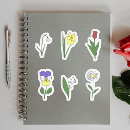 Botanische Stickers met bloemen
