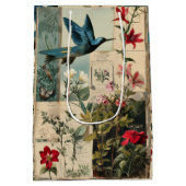 Botanische stijl collage ontwerp medium cadeauzakje (Achterkant)