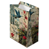 Botanische stijl collage ontwerp medium cadeauzakje (Achterkant Gekanteld)