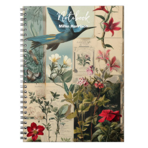 Botanische stijl collage ontwerp notitieboek
