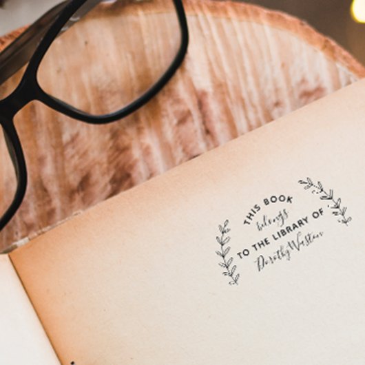 Botanische stijlvolle aangepaste bibliotheek boek  rubberstempel