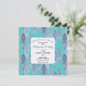 Botanische stijlvolle aquablauwe babyshower uitnod (Staand voorkant)
