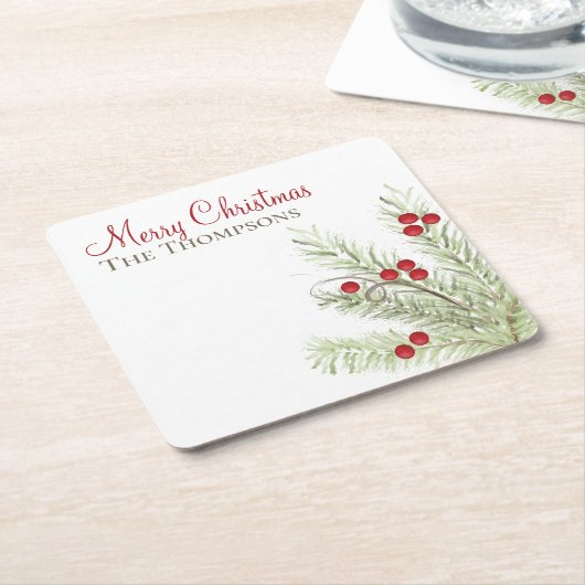 Botanische stijlvolle Waterverf vakantie op maat Kartonnen Onderzetters (Schuin)