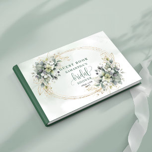 Botanische Stof Groen Bruidsfeest Gastboek Gastenboek