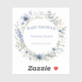 Botanische Stofblauwe Baby Shower Stickers (Vel)