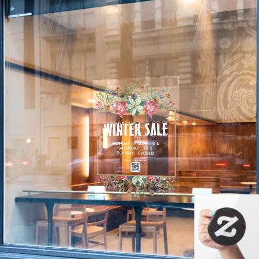 Botanische stoffen Winterverkoop Venster Kolen Raamsticker (Cafe Raam)