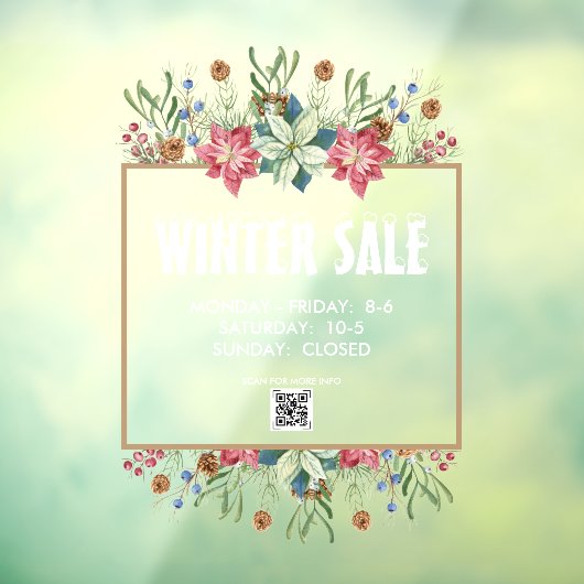 Botanische stoffen Winterverkoop Venster Kolen Raamsticker (Vel 3)