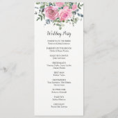 Botanische stoffige roze bloemige eucalyptus programmakaart (Achterkant)