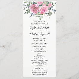 Botanische stoffige roze bloemige eucalyptus programmakaart