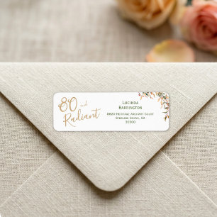 Botanische Stralende 80e Verjaardag Retouradres Etiket