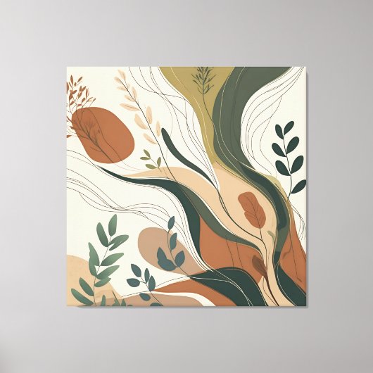 Botanische stroming – Abstracte Natuur in aardse t Canvas Afdruk (Voorkant)