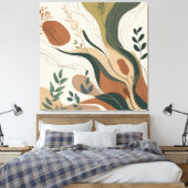 Botanische stroming – Abstracte Natuur in aardse t Canvas Afdruk (Insitu (Slaapkamer))