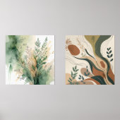 Botanische stroming – Abstracte Natuur in aardse t Muurkunst Sets (Voorkant)