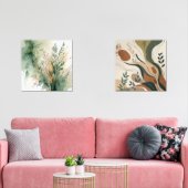 Botanische stroming – Abstracte Natuur in aardse t Muurkunst Sets (Woonkamer)