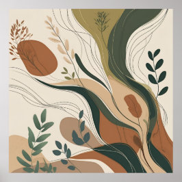 Botanische stroming – Abstracte Natuur in aardse t Poster