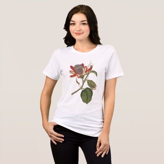  botanische studie Passie Bloem Tri-Blend Shirt (Voorkant volledig)