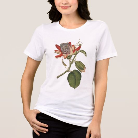 botanische studie Passie Bloem Tri-Blend Shirt (Voorkant)