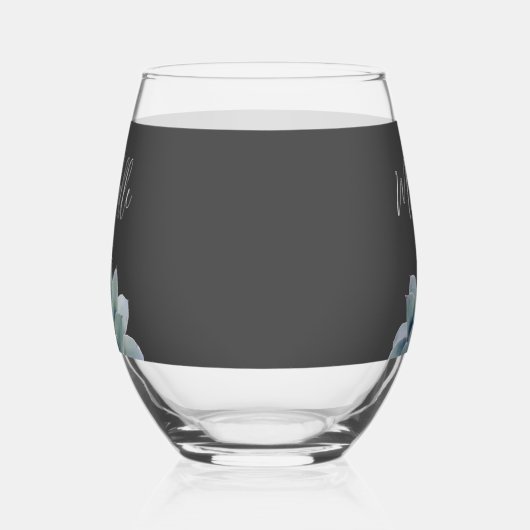 Botanische Succulent Elegant Script Classic Grijs Wijnglas Zonder Voet (Rechts)