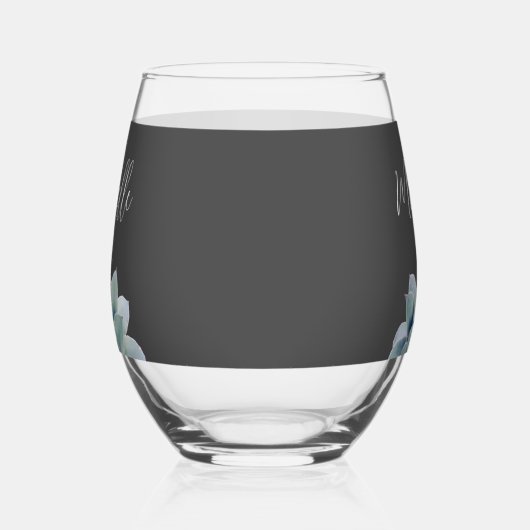 Botanische Succulent Elegant Script Classic Grijs Wijnglas Zonder Voet (Links)