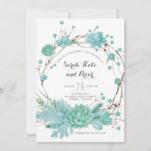 Botanische succulent groene bruiloft uitnodiging (Voorkant)