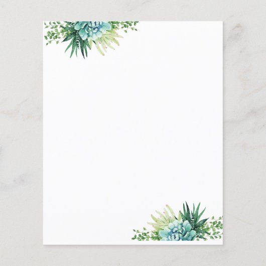 Botanische Succulent Salon Services Flyer Sjabloon (Achterkant)