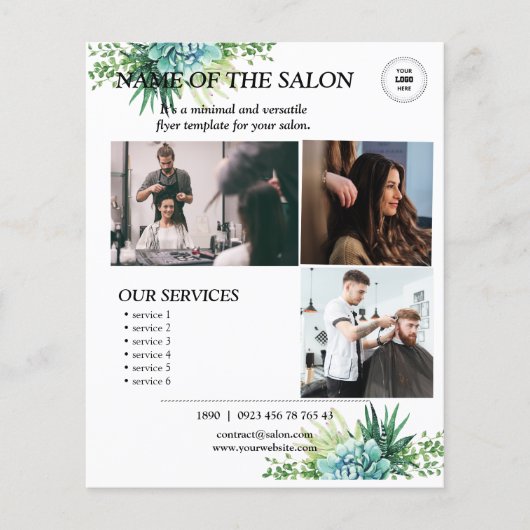 Botanische Succulent Salon Services Flyer Sjabloon (Voorkant)