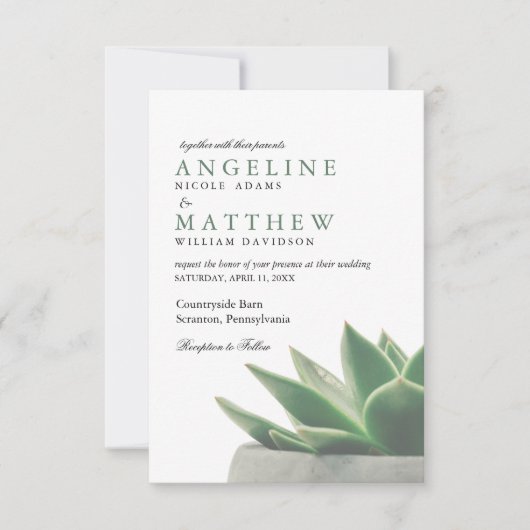 Botanische Succulente Garden | Uitnodiging tot wed (Voorkant)