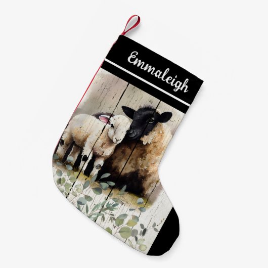 Botanische Suffolk Sheep Kleine Kerstsok (Voorkant (Hangend))