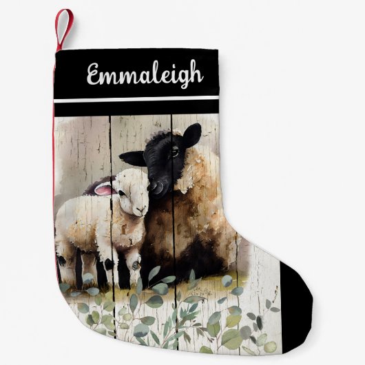 Botanische Suffolk Sheep Kleine Kerstsok (Voorkant)