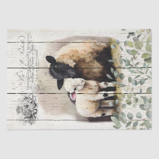 Botanische Suffolk Sheep Tissuepapier (Voorkant)