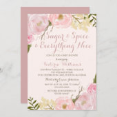 Botanische Sugar & Spice Girl Baby shower Uitnodig Kaart (Voorkant / Achterkant)