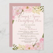 Botanische Sugar & Spice Girl Baby shower Uitnodig Kaart (Voorkant / Achterkant)