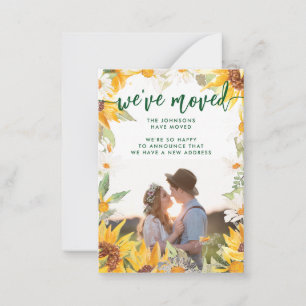 Botanische Sun Flower Photo Moving Announge Notitiekaartje