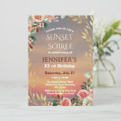 Botanische Sunset Soiree Verjaardagsfeest Viering Kaart (Staand voorkant)
